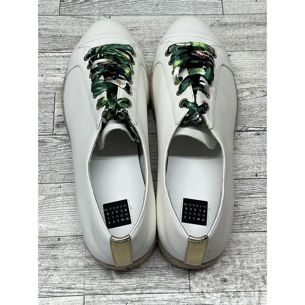 White House Black Market White Sneaker Espadrille Tropical laces size‎ 9.5 US_7